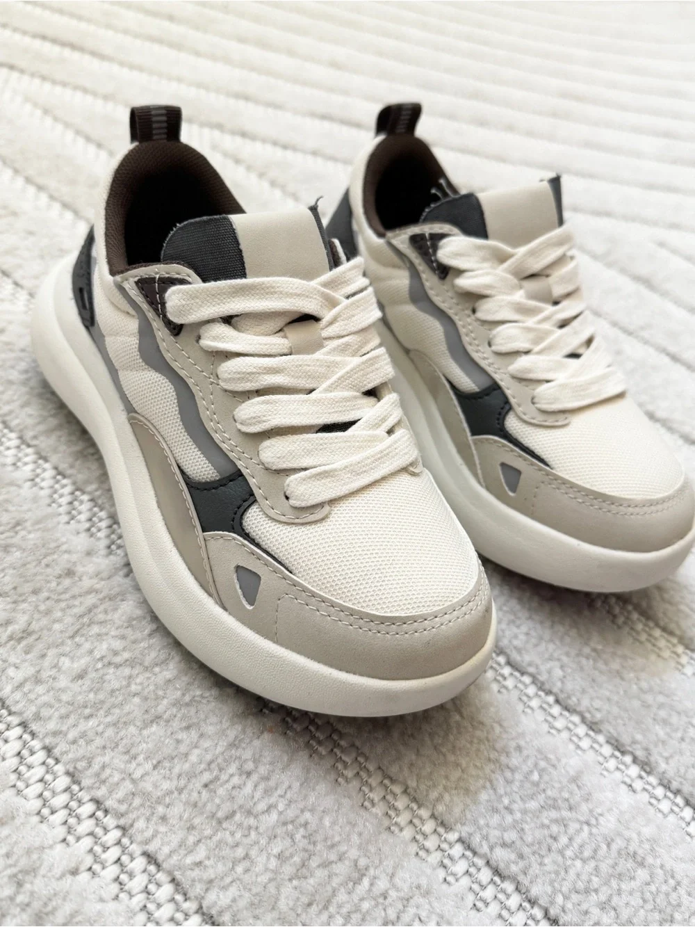 Zara Beige, Cream & Black Kids' Sneakers